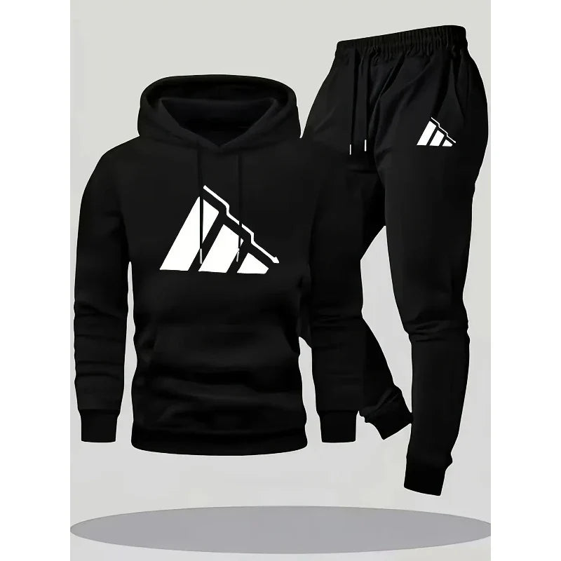 Family Matching Hoodie Set Parent Child Cotton Two Piece Outfit Black White Logo Print Casual Loungewear Comfortable