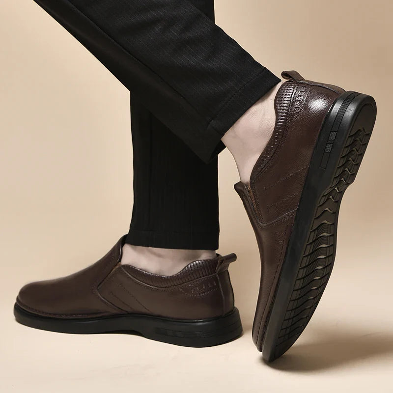 Genuine Leather for Men Business Shoes Stylish Male Comfortable Flats All-match Male Driving Shoes Classic Men Shoes for Wedding