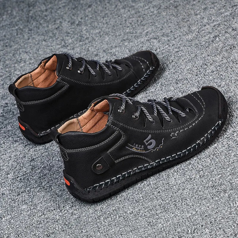 2025 New Men's Handmade Leather Loafers Boots Fashion Ethnic Style Casual Shoes Comfortable Lightweight Breathable Mens Boots