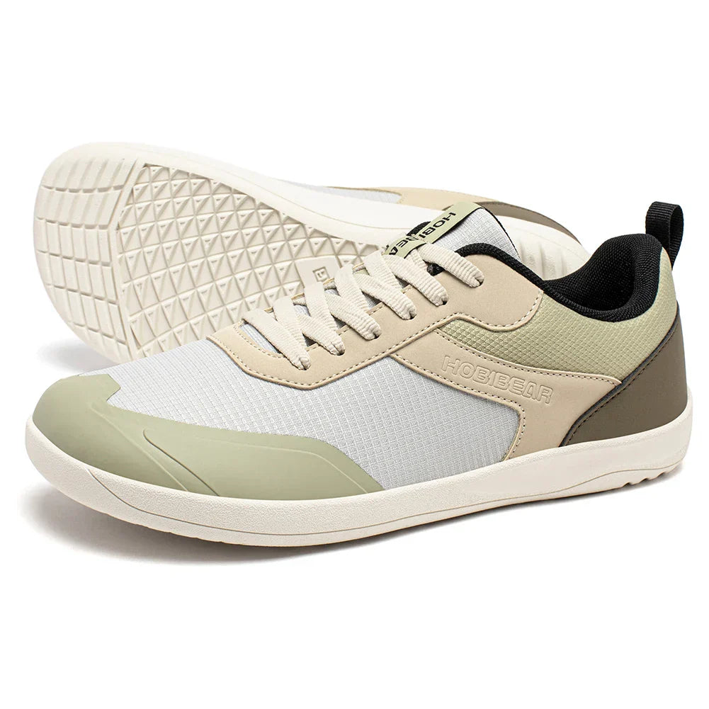 Wide Toe Shoes Mens Womens Minimalist Mesh Artificial Leather Sneakers Lace Up Lightweight Breathable Walking Shoes