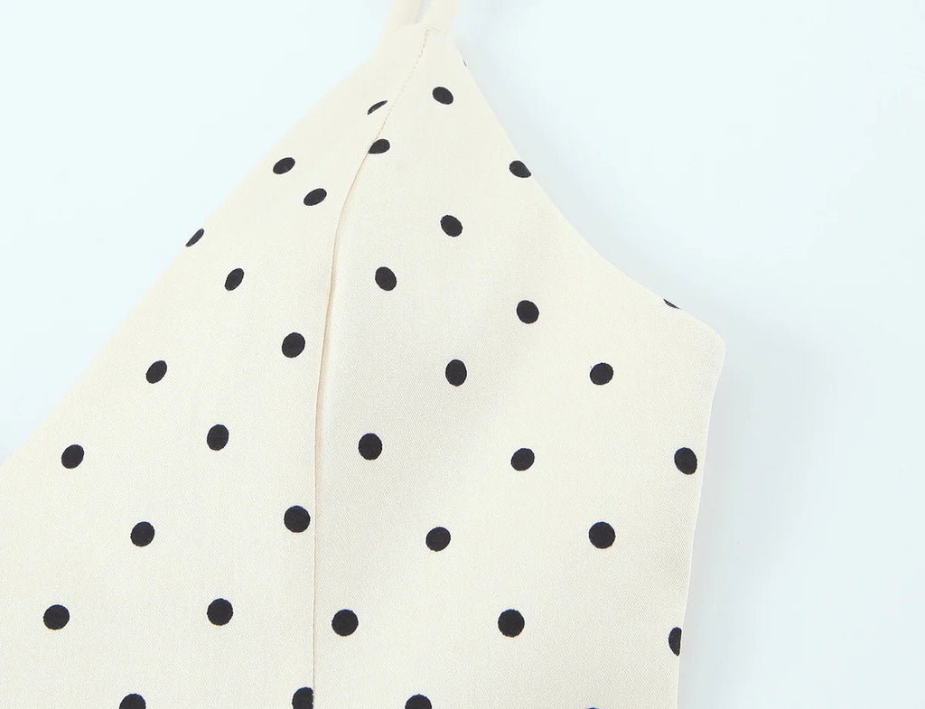 Chic Shiny Polka Dot Sheath Camisole V-Neck Mini Woman Dress Fashion 2026 Bodysuits Dress Mature Night Party Vestidos