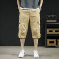 Mens Cargo Shorts Casual Half Pants Elastic Waist Summer Camo Shorts Sports Running Hiking Multiple Pockets Male Knee Pants