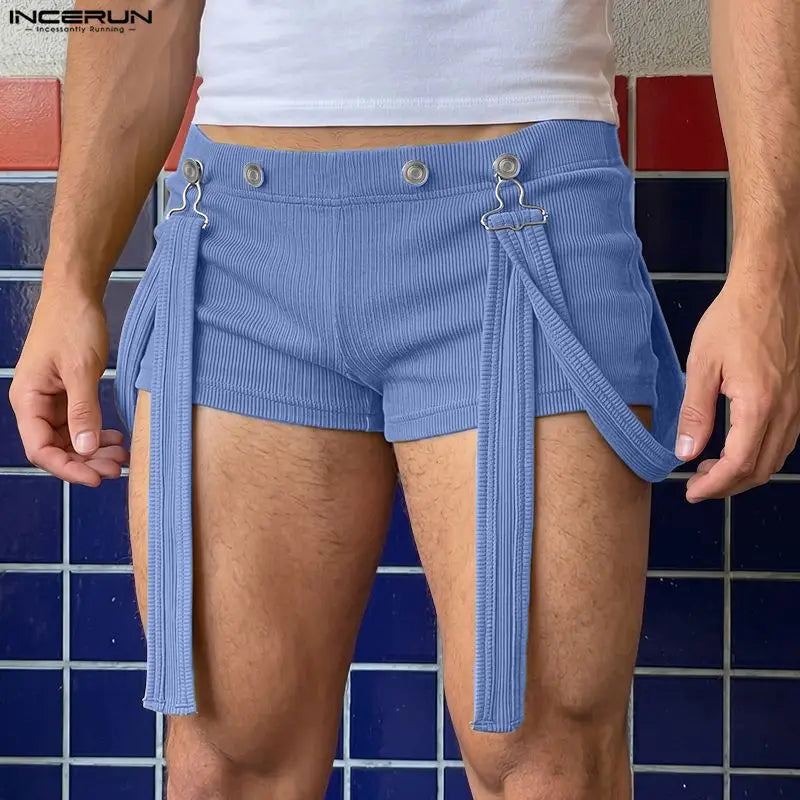 Men's Shorts Rompers Solid Summer 2026 Casual Straps Overalls For Man Playsuits Streetwear Fashion Men Bottoms Shorts