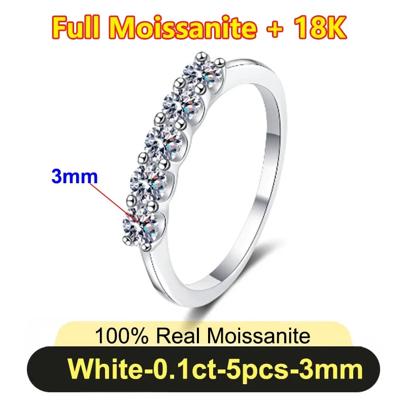 Pretty 1.5mm-5mm Full Moissanite Row Rings for Women S925 Silver Sparkling D color VVS1 Moissanite Diamond Women's Rings Gift