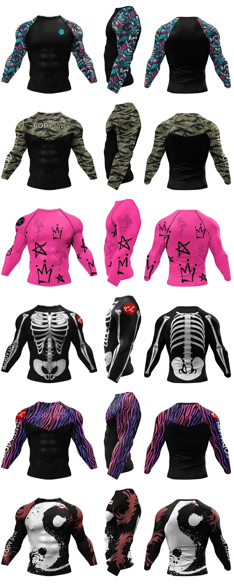 Cody Lundin Men Gym Fitness T-Shirts Jiu Jitsu BJJ Running Rashguard Funny Skeletal Graphic Men Sportswear Boxing Training Tees