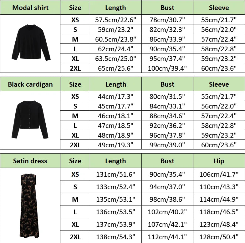 Women 2026 Autumn and Winter New Printing Satin Dress Knitting Cardigan Mock Neck Modal Shirt