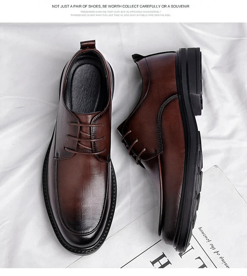Big Size Elevator Shoes Men Leather Shoes Height Increasing Shoes For Man Increase Insole 6-8CM Invisible Heightening Lift Shoes
