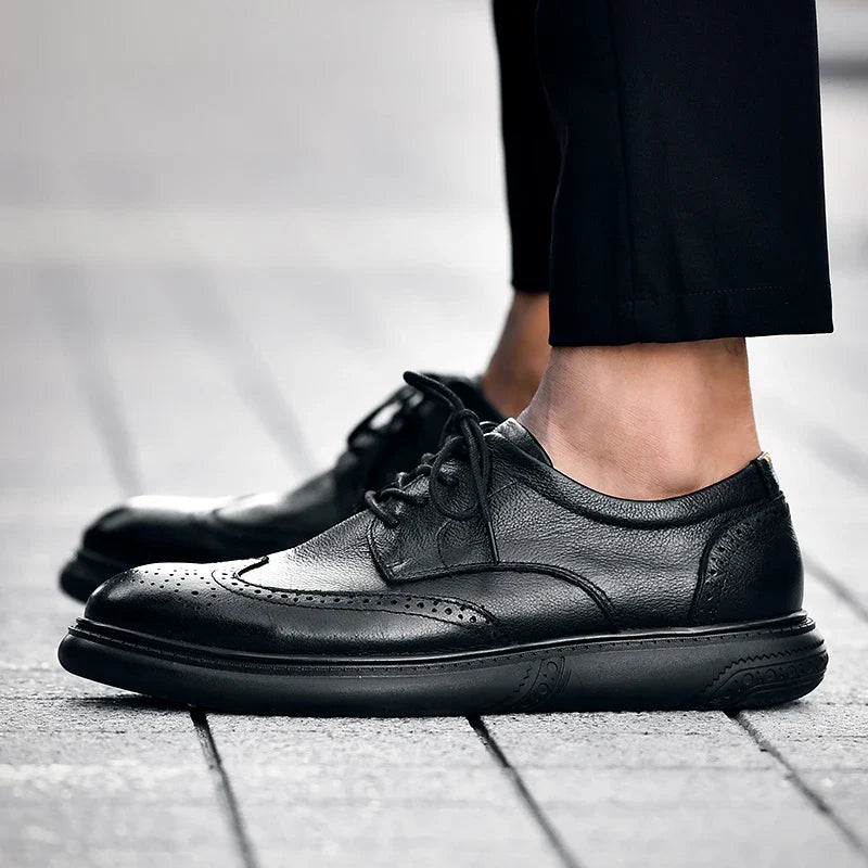Big Size Mens Formal Genuine Leather Dress Shoes British Stylish Business Dress Men Flats High Quality Brogues Oxford Shoes Men
