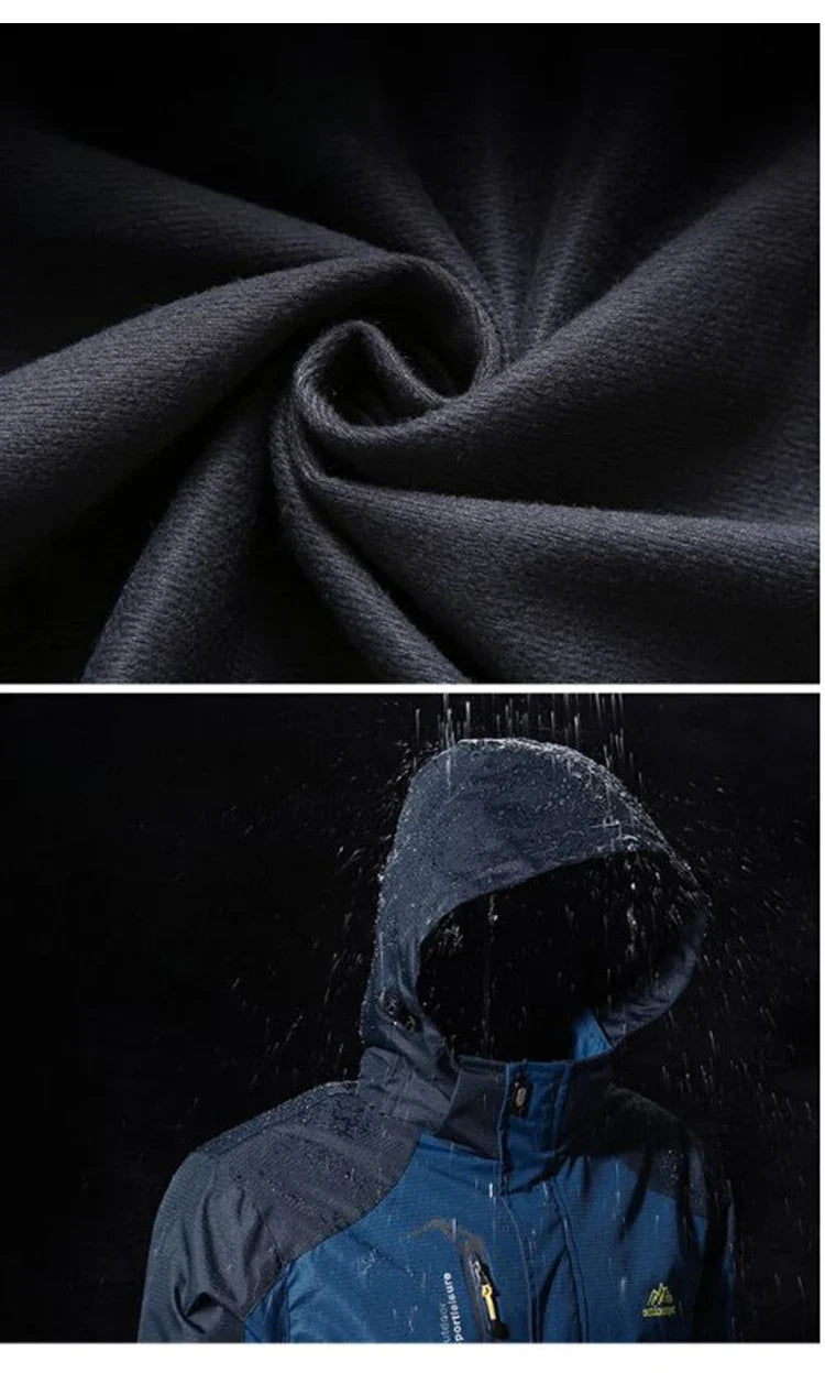 Men's Autumn Hiking Jacket Hooded Removable Waterproof Lightweight Rain Coat Trekking Outdoor Camping Casual Sportswear
