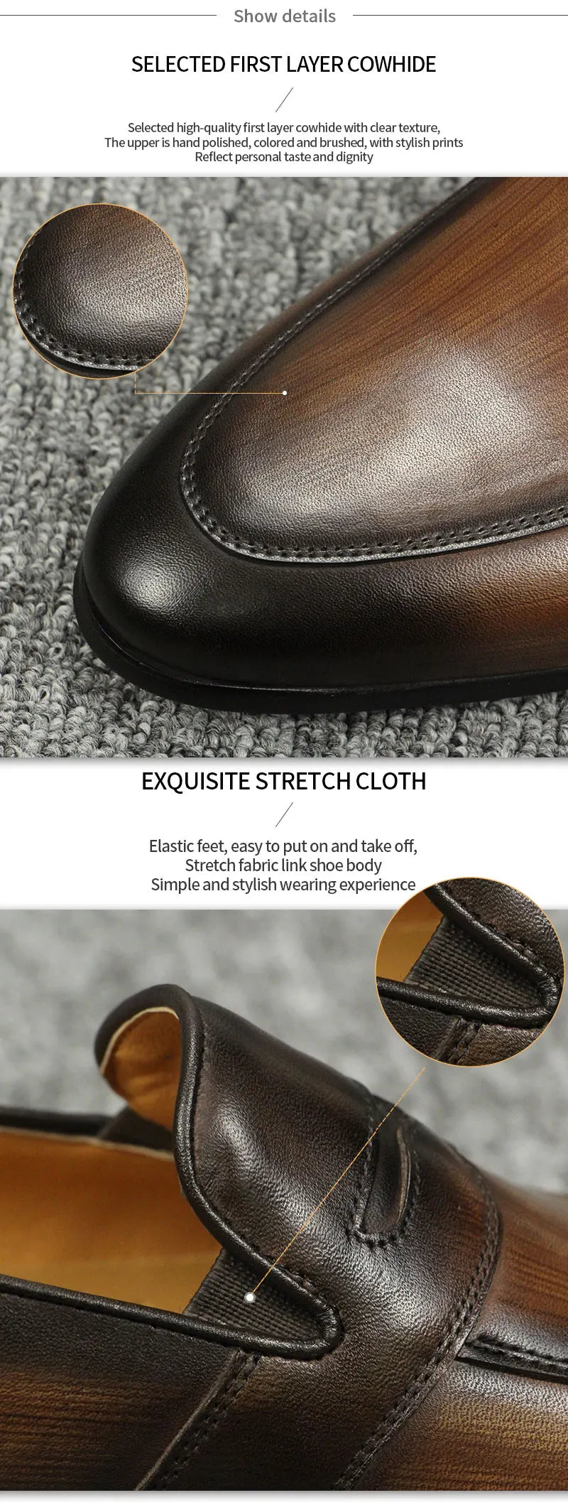 Men's Leather Casual Shoes Luxury Fashion Mens Dress Loafer Shoes Slip-on Casual Peas Shoes Smoking Slipper High Quality Shoes
