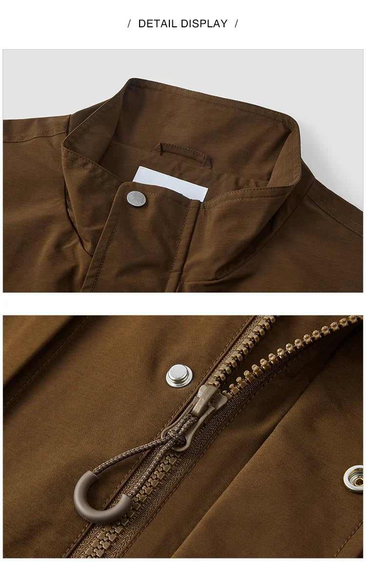 Men Jacket Lightweight Utility Stand Collar Zip Outdoor Commuter Style Loose Autumn Outerwear Daily Wear 2026