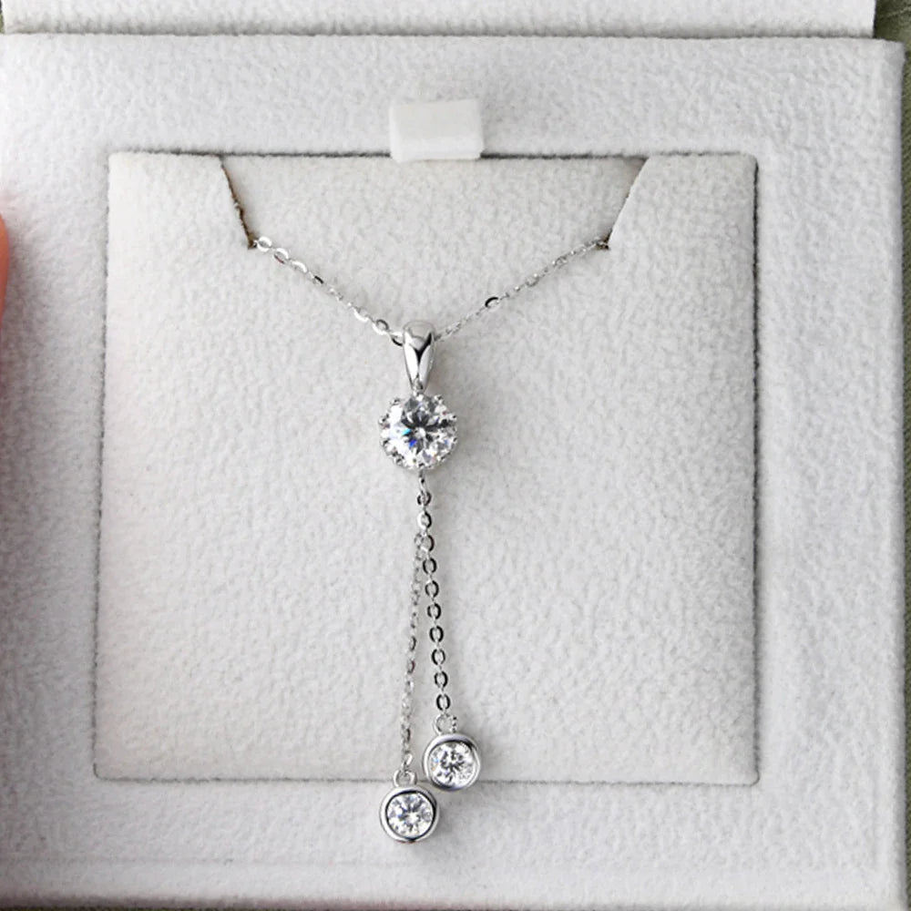 1.6CT Moissanite Pendant Necklace for Women 18k Gold Plated Round Pendant 925 Sterling Silver Wedding Anniversary Fine Jewelry