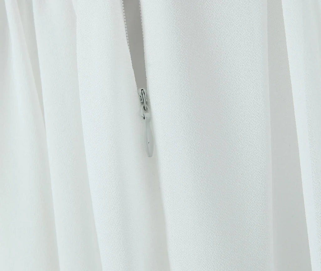 2025 Women White Big Backless Sling Dress O Neck Back Zipper Loose Swing Mini Short Dresses Holiday Robe