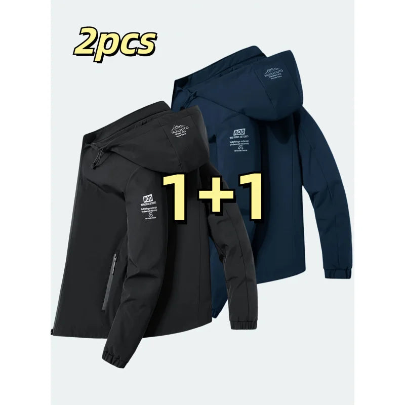 Windproof detachable hooded jacket Korean style trendy loose fashion casual men's jacket