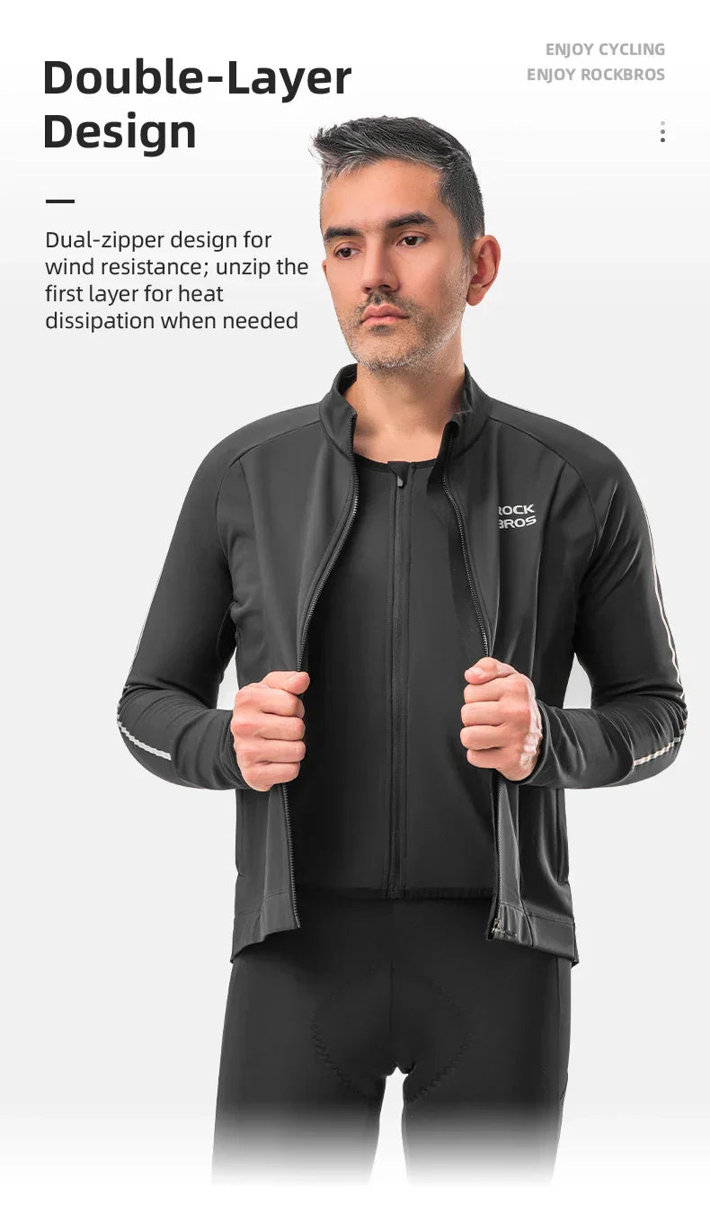 Bicycle Jersey Fall/Winter Fleece Cycling Clothing Thermal Long Sleeve Cycling Clothing Warmer Windproof Sportswear