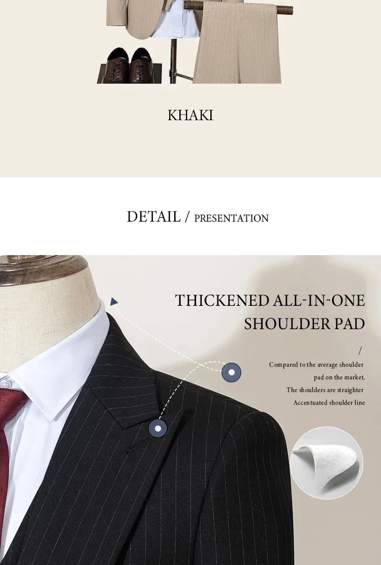 High-quality striped suits for men slim fit luxurious and elegant men's business suit 3-piece set party full men's suit