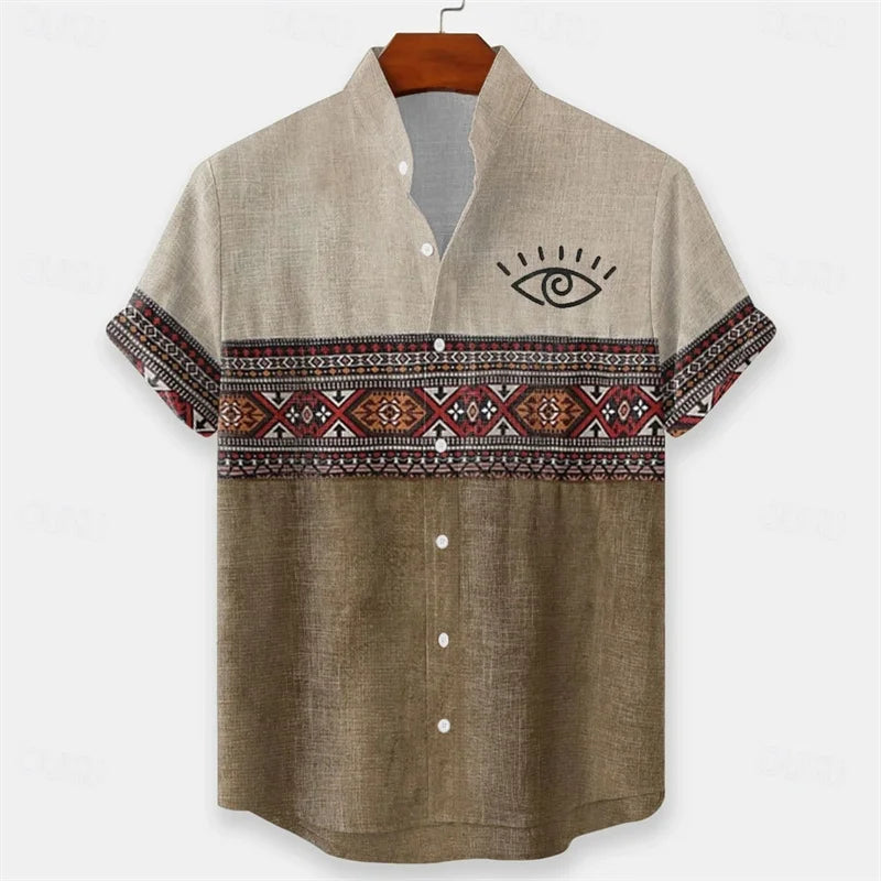 Men's Geometric Indian Ethnic Shirt Button Shirt