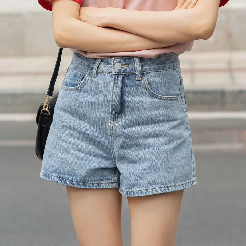 Wide Leg Denim Shorts Women Casual High Waist Loose Straight Shorts Woman 2025 Spring Summer Classic Button Jean Shorts