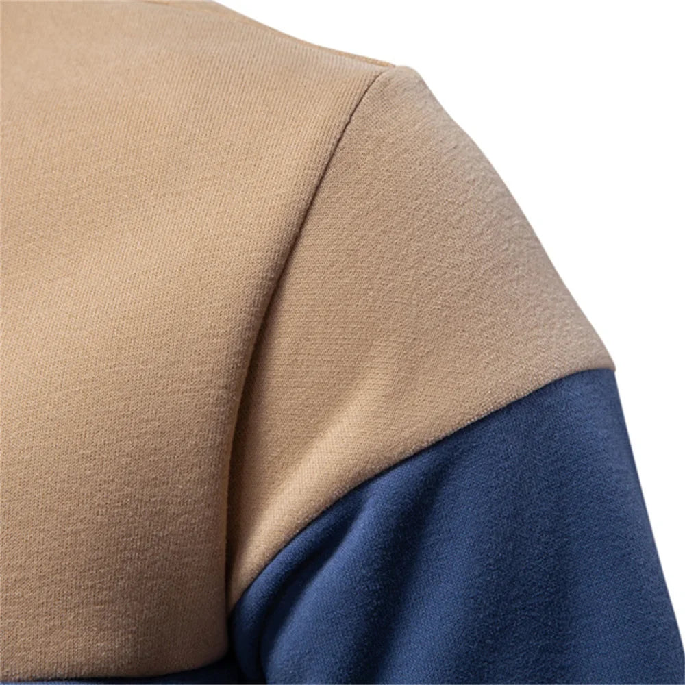 Men's Premium Cotton Sweatshirt Color Block Sweatshirt Long Sleeve Business Casual Social Sweatshirt