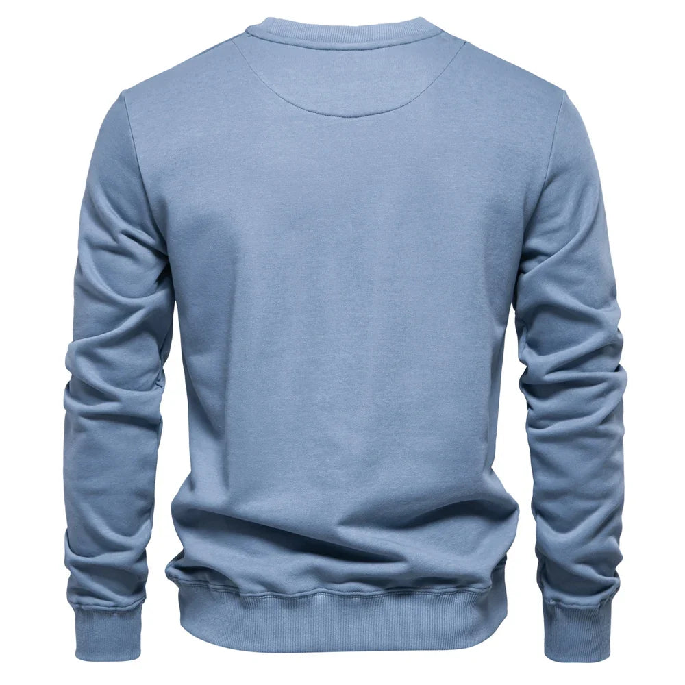 Cotton-blend Mens Crew Neck Solid Color Sweatshirts Pullover Casual Sport Sweatshirt for Men