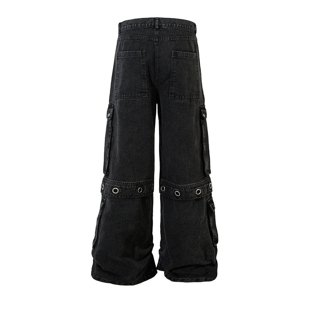 High Street Heavy Industry Multi-pockets Washed Cargo Pants