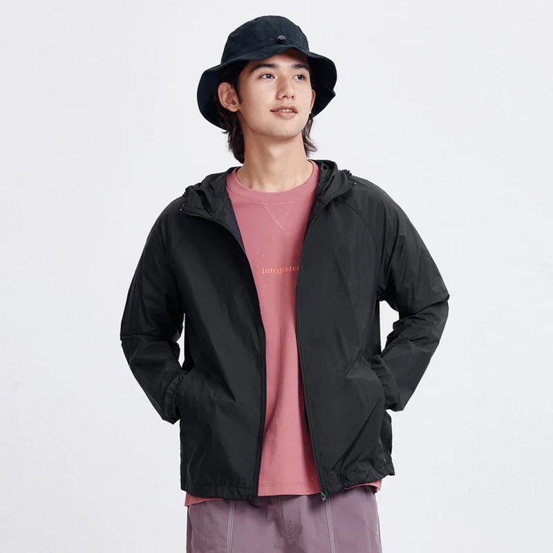 Jacket Men'S Summer Foldable Storage Top Simple Casual Style Hooded Couple