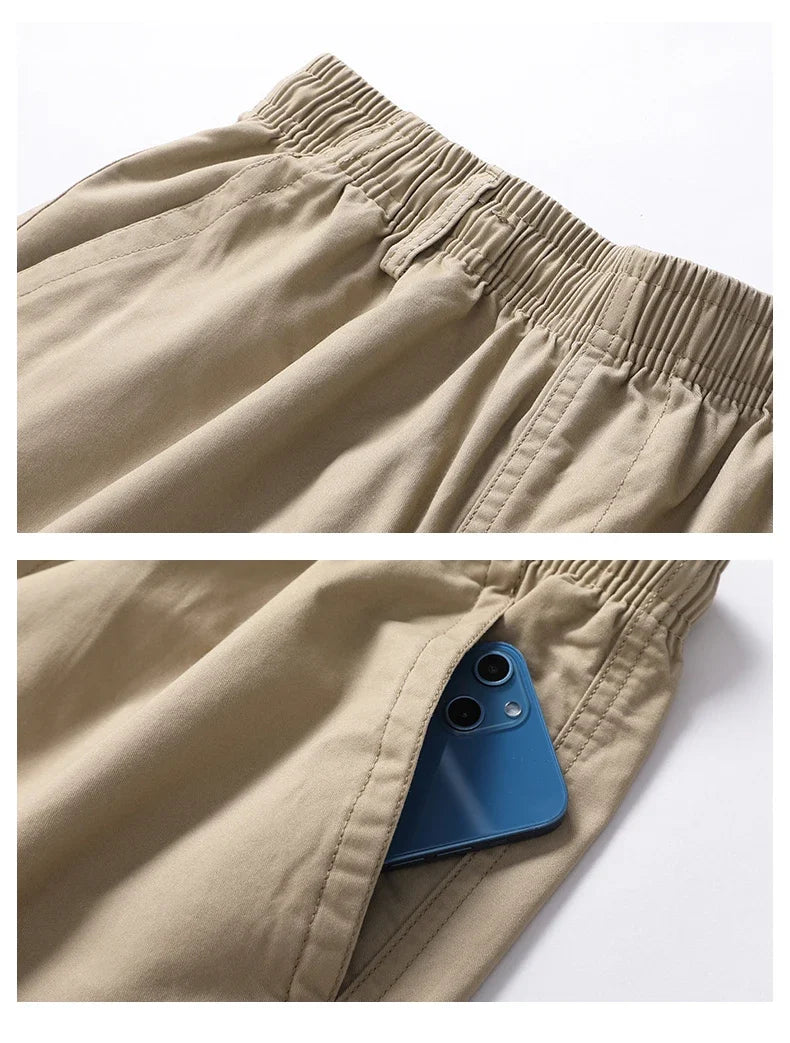 Mens Light Weight Cotton Shorts Summer Casual Shorts Baggy Sports Gym Work Shorts Wide Leg