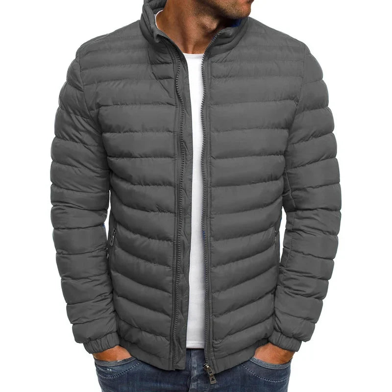 2025 Winter New Thick Men Warm Casual Men's Outwear Coats Solid Stand Collar Male Windbreak Cotton Padded Down Jacket