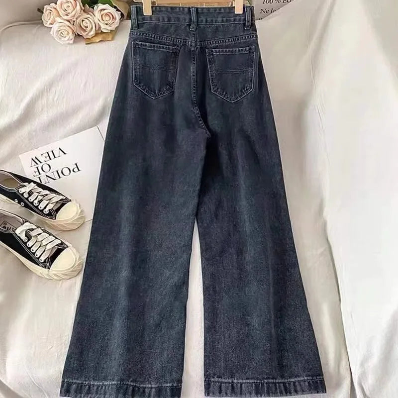 Women Denim Pants  Vintage Straight Trousers
