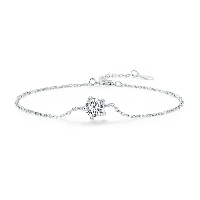 1CT Moissanite Bracelet Trendy 925 Sterling Silver Chain Charms For Women 2023 Classic Jewelry