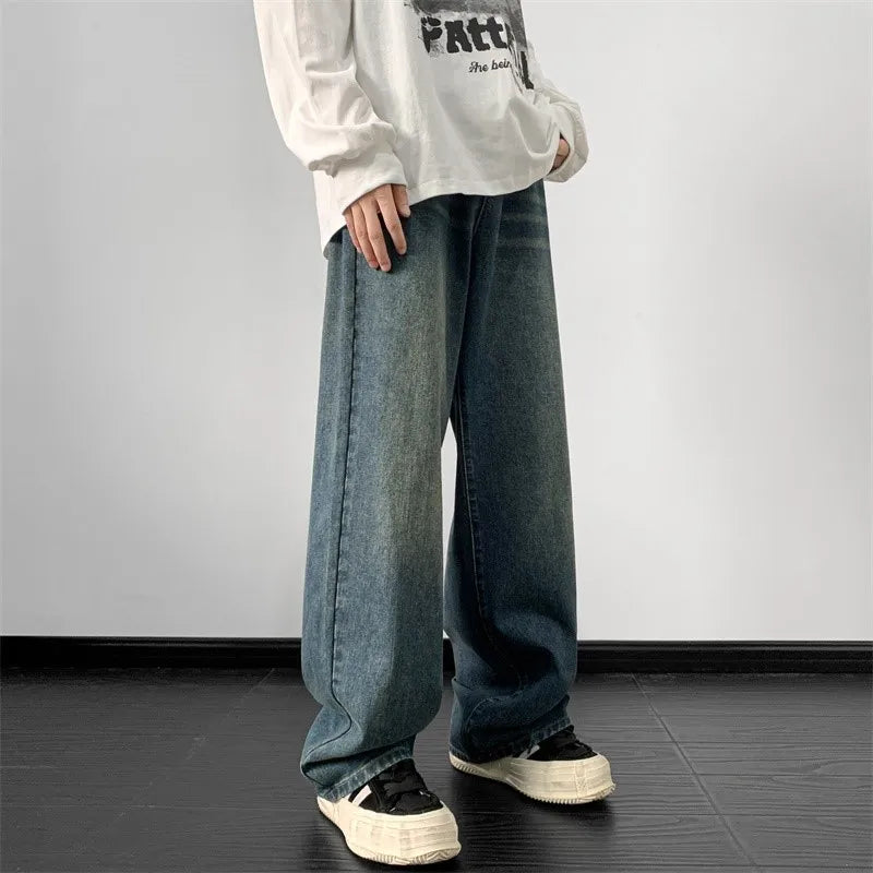 Jeans men Wide Leg Jeans Male Loose Straight Denim Pants