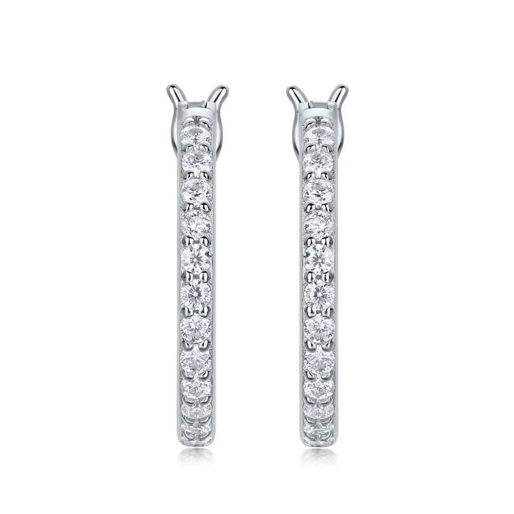 2mm D Color Moissanite Earring s925 Silver Plated 18k White Gold with GRA Certificates Wedding Hoop Earrings for Women