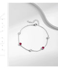 925 Sterling Silver Dazzling Prong Setting Round Red CZ Bracelet Link Chain Adjustable For Women Party Fine Jewelry Gift