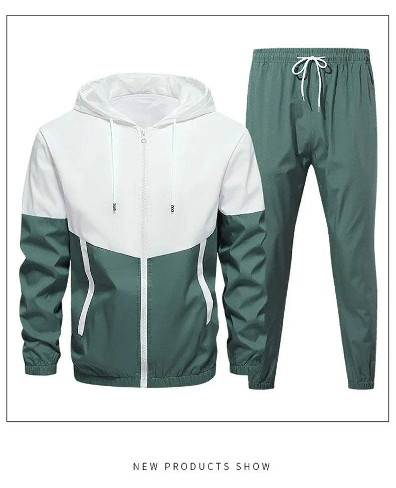 CHRLCK Men's Running Sportswear Suits Breathable Clothes Sports Joggers Training Gym Fitness Tracksuit Sets Men