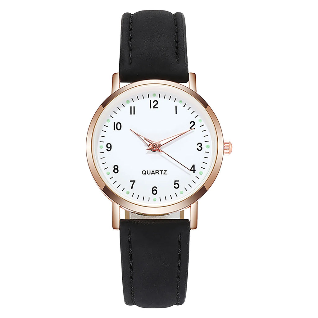Ladies Diamond-Studded Luminous Retro Female Watch Leather Belt Quartz Watch Women Simplicity Casual Decoration Wristwatches