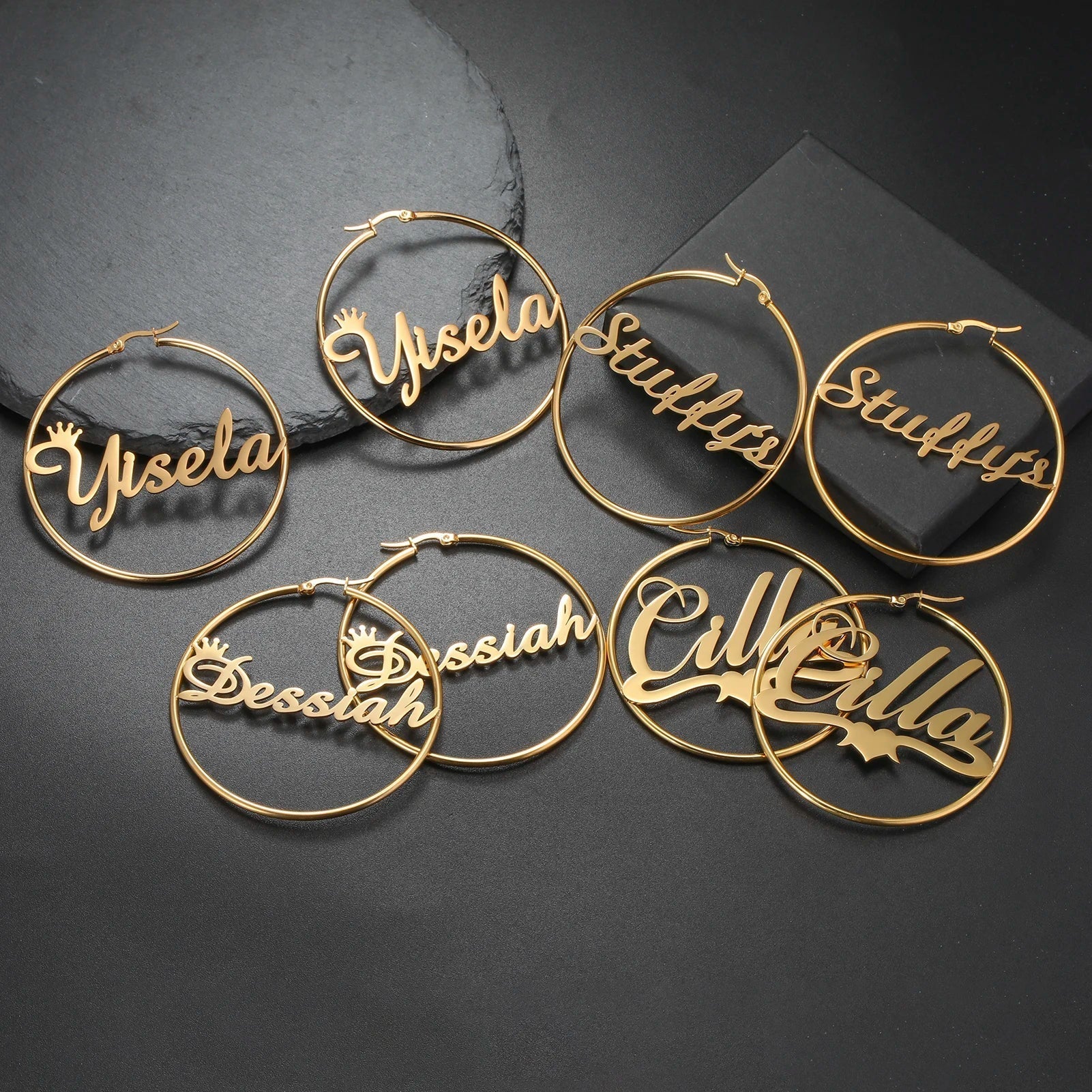 Stainless Steel Personalized Customize Name Hoop Earrings Jewelry For Women Girls Circle Earring Fashion 30-60 MM