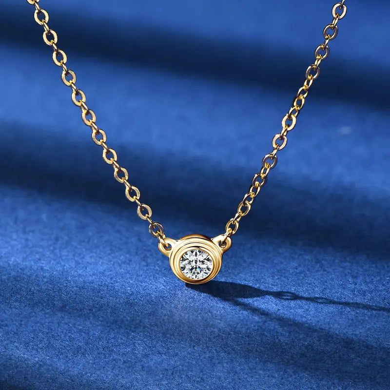 3MM 0.1CT Moissanite Necklace Original 925 Sterling Silver Pendant Necklaces  For Women Delicate Neck Jewellry Gift