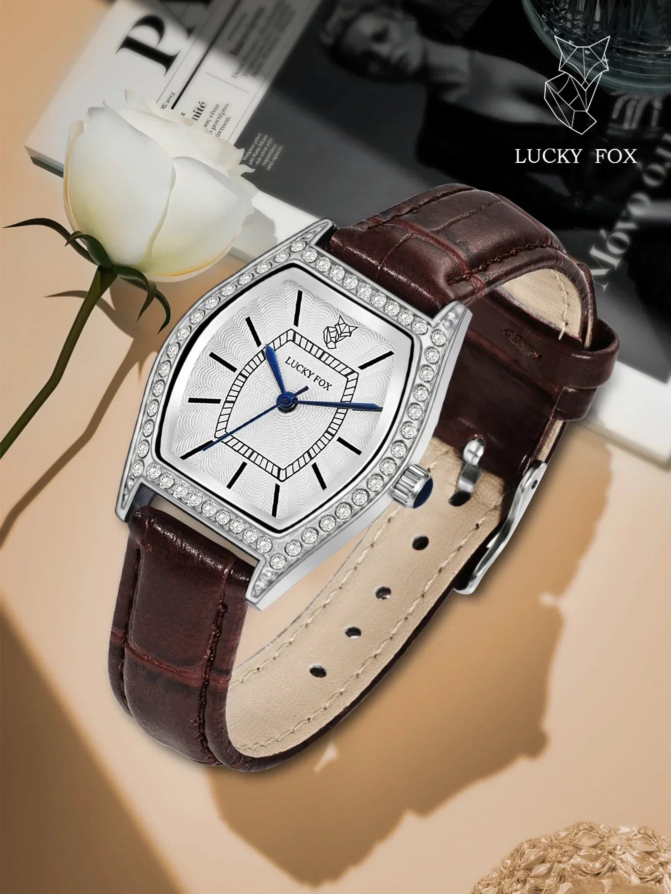 Retro ladies quartz watch barrel-shaped diamond luxury ladies wristwatch fashion watch as a gift