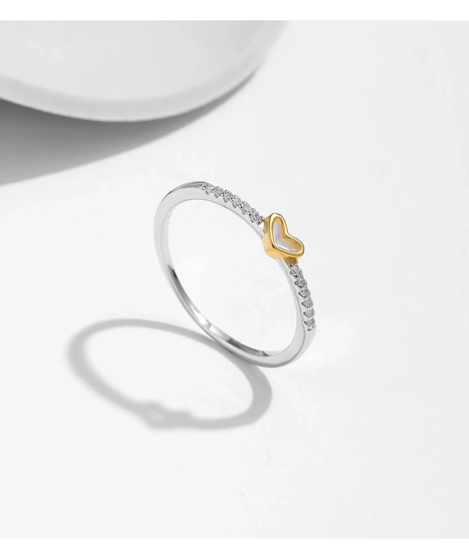 925 Sterling Silver Simple Romantic Heart Finger Ring Trendy Metallic Contrast Design Rings For Women Fine Jewelry