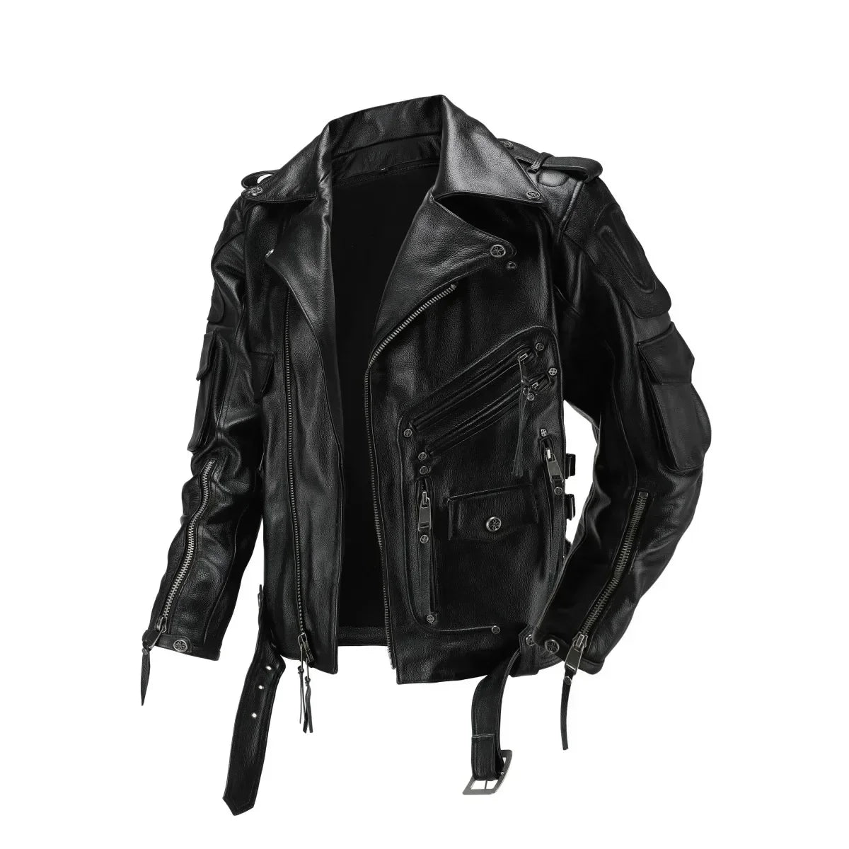 Men's Natural Leather Motorcycle Jacket Top Layer Causal Vintage Retro Moto Suit Leather Coat  Dropshipping