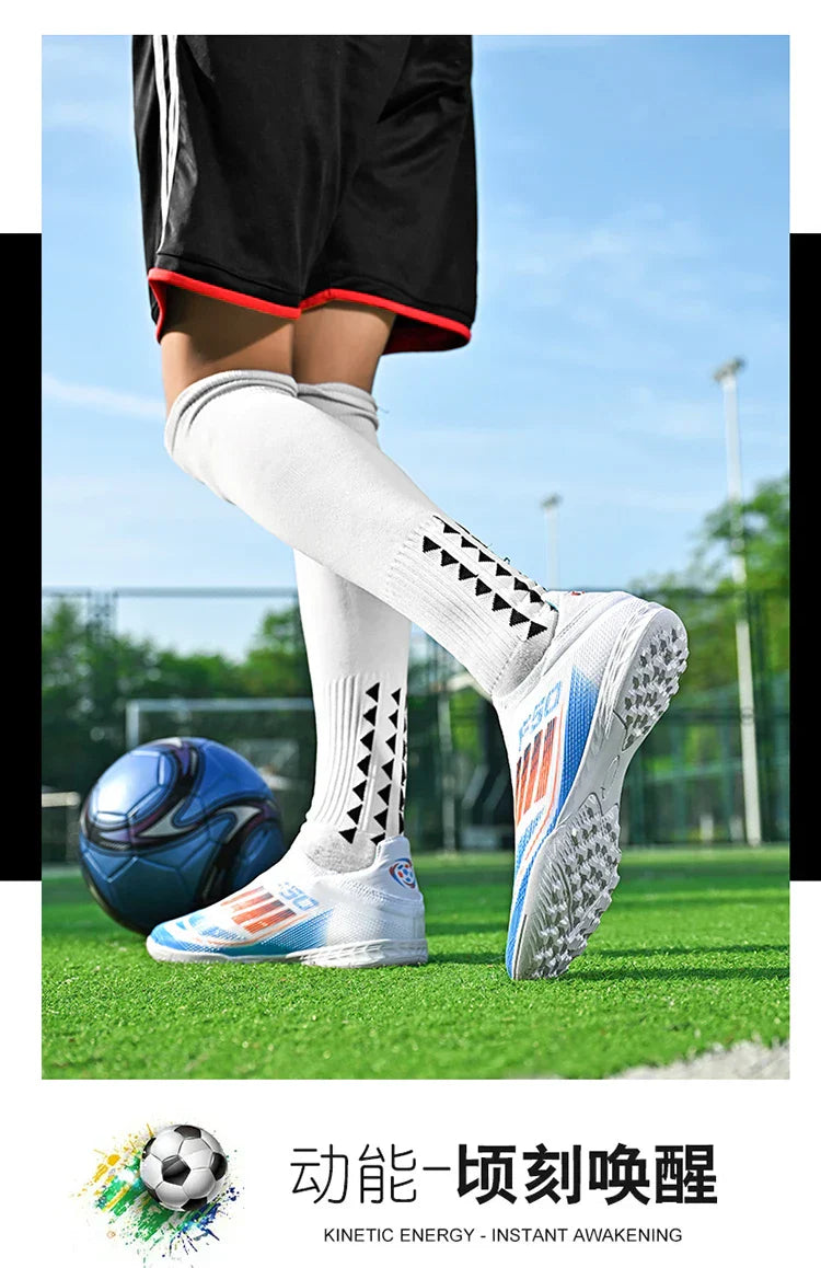 Without-Lace Mens Soccer Shoes f50 SLIP-ON Non-Slip Turf Soccer Cleats TF BOYS FG Training Football Boots Chuteira Campo 35-45