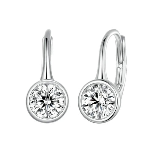 0.5CT Round Moissanite Ear Buckles 925 Sterling Silver Classic Hoop Earrings Hypoallergenic Earrings for Women MSE061