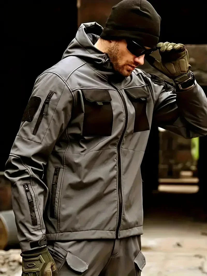 Autumn WinterTactical Jackets Men Cargo Military SoftShell Waterproof Windproof Hooded Jackets Outdoor Functional Multi-pockets