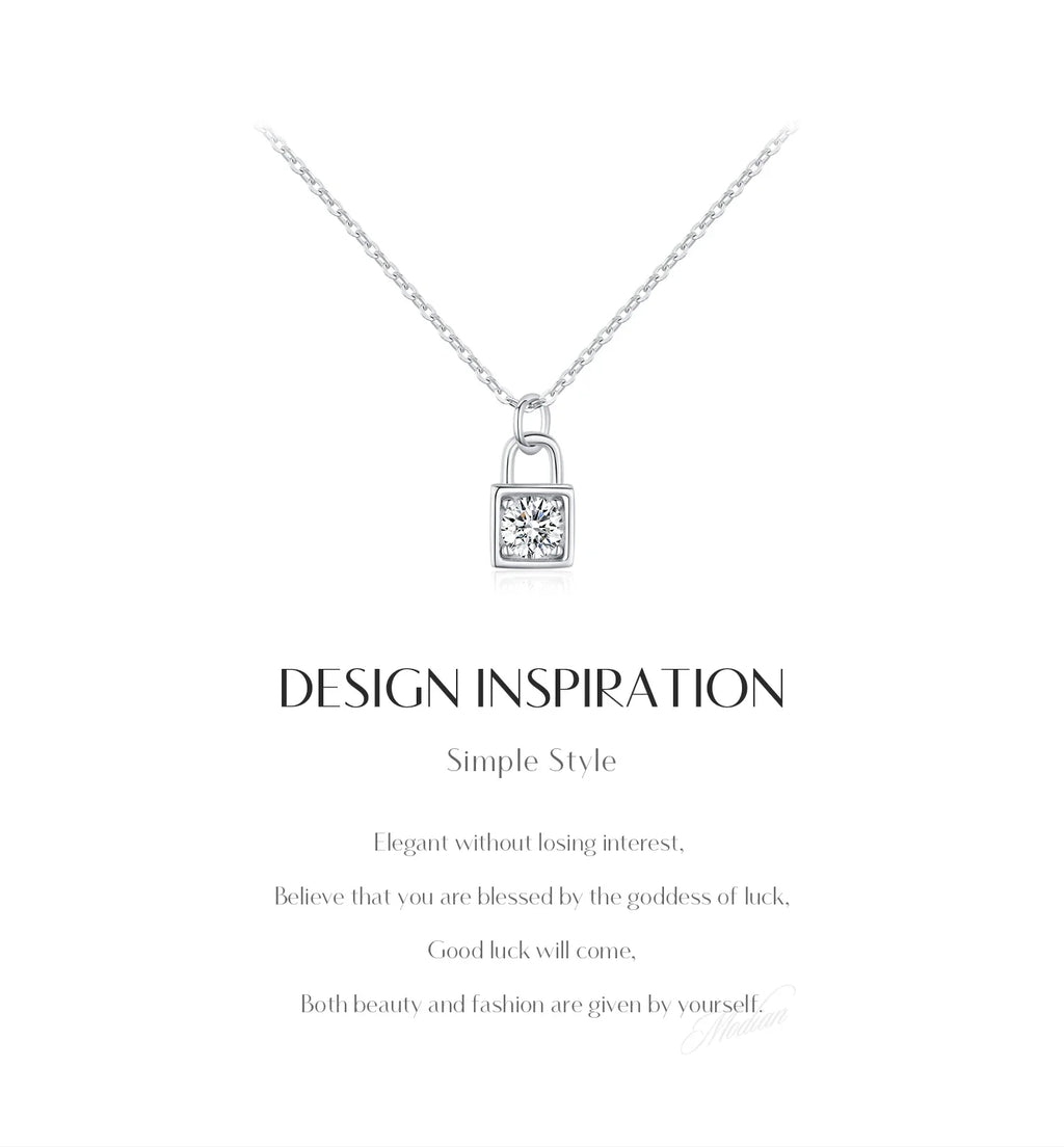 0.5 Carat D Color Moissanite Lock Pendant Necklace For Women 925 Sterling Silver Party Stackable Fine Jewelry With Boxes