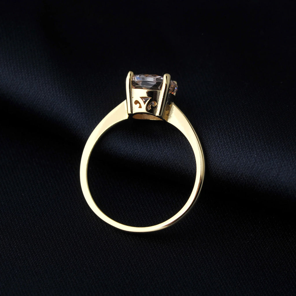 1.5ct 5A Octagon Rose Cut Cubic Zirconia Morganite Pink Solitaire Ring 18K Yellow Gold Plating 925 Sterling Silver