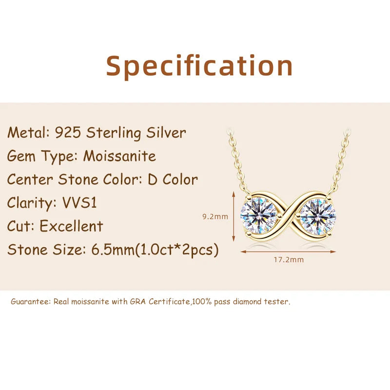 GRA Certified Moissanite Twisted Bowknot Pendant Necklaces for Women S925 Sterling Silver Jewelry Chains Wedding Gifs
