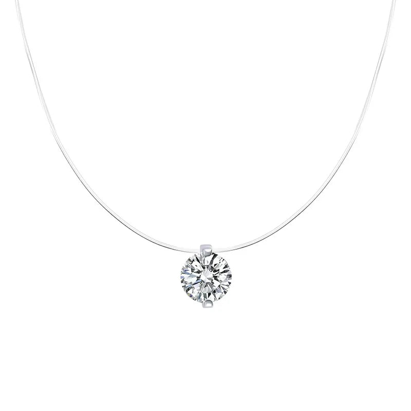 Certified D VVS1 0.5-5CT Moissanite Pendant Necklace for Women Diamond Transparent Fishing Line Chain Party Jewelry S925 Silver