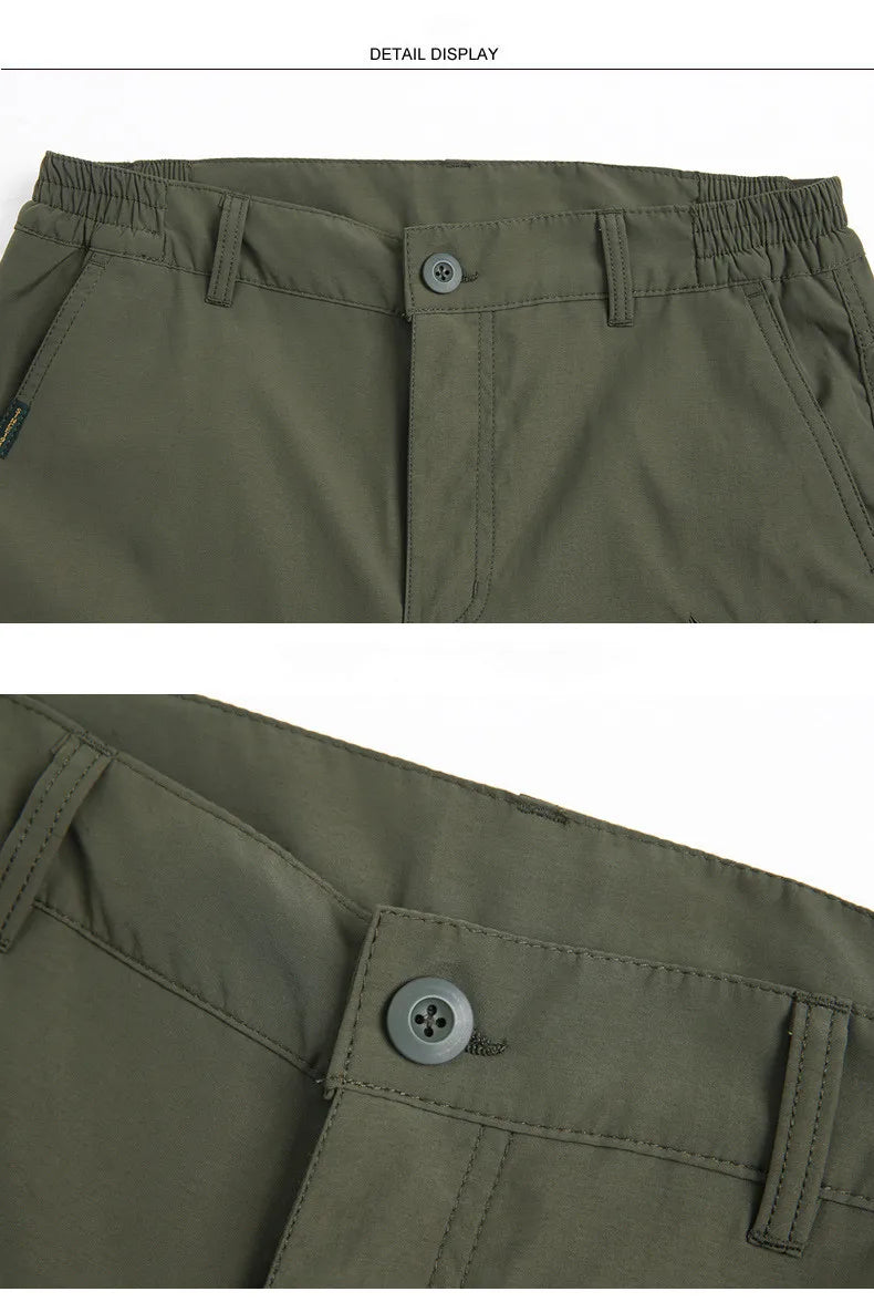 Outdoor Work Pants Men Spring Autumn Casual Cargo Trousers Waterproof Hiking Pants Elastic Waist Travel Workwear Tactical Pants
