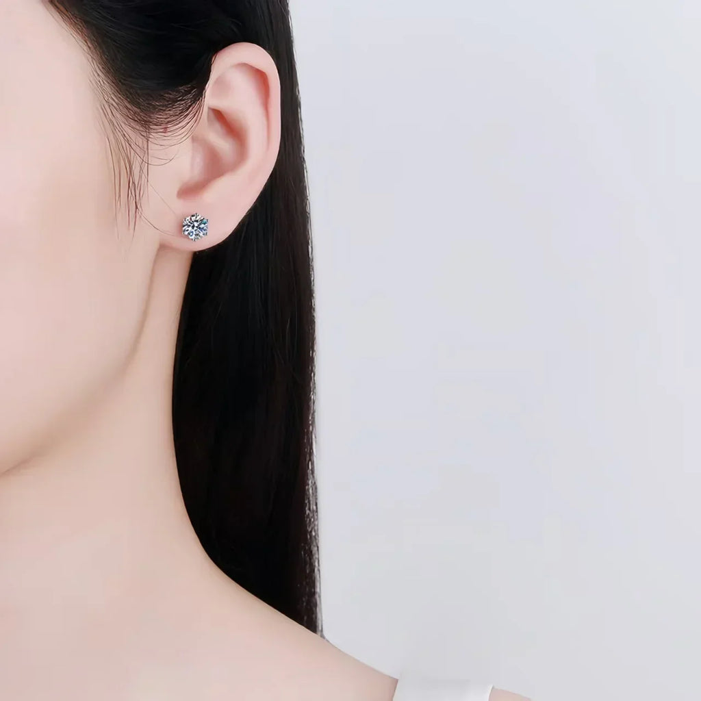 Moissanite Screw Stud Earrings D Color 925 Sterling Silver 6 Prong Diamond Earrings For Women Wedding Fine Jewelry