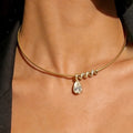 All Moissanite  Necklace with Waterdrop Snake Pendant 925 Sterling Silver 3/5Carat Pear Cut Lab Diamond Hard Choker for Women